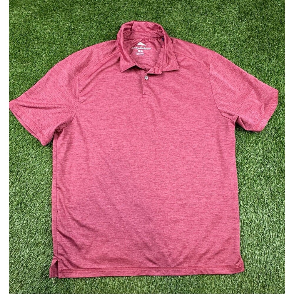 Tommy Bahama Polo Shirt Mens Med Red Performance Stretch Short Sleeve Classic